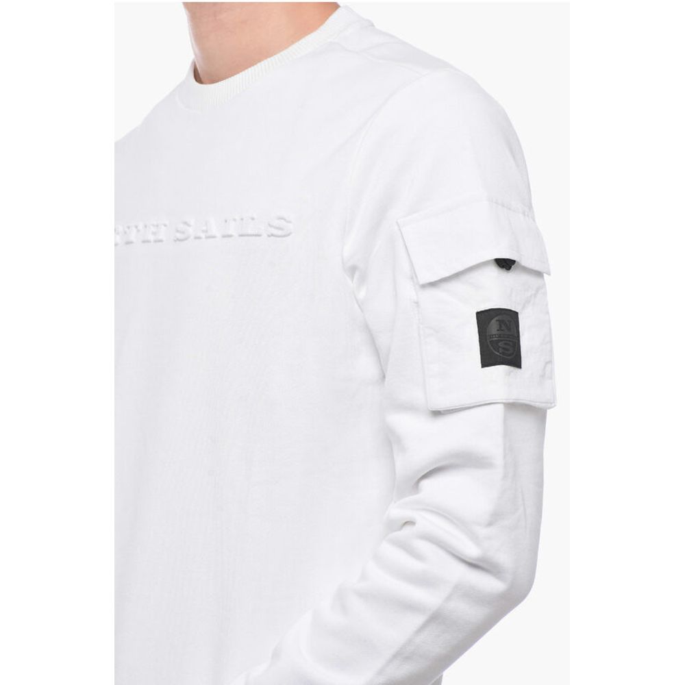 North Sails Brushed Cotton Crewneck Sweater With Embossed Logo
