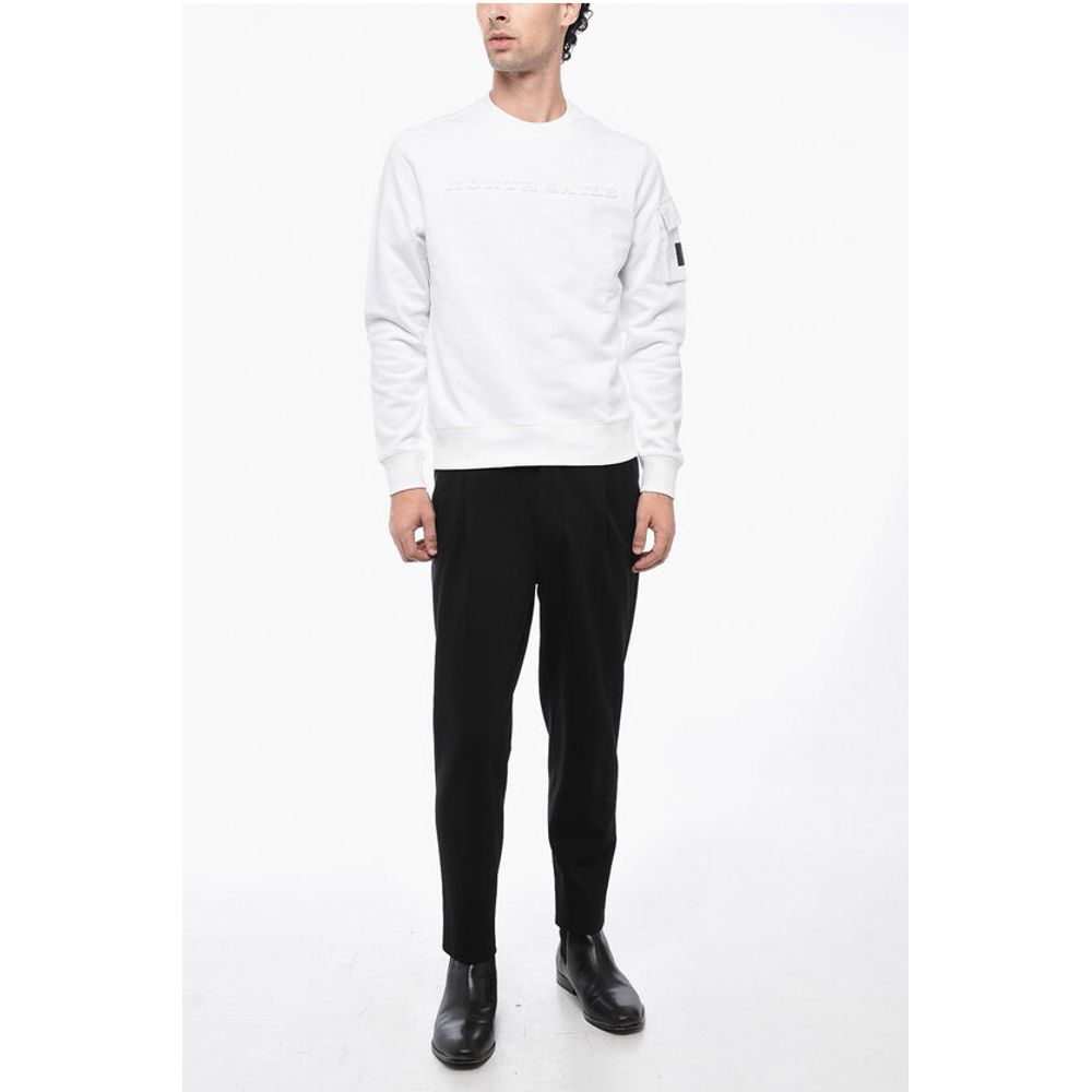 North Sails Brushed Cotton Crewneck Sweater With Embossed Logo