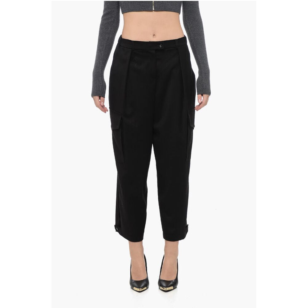 Edra Solid Color Single Pleat Cargo Pants