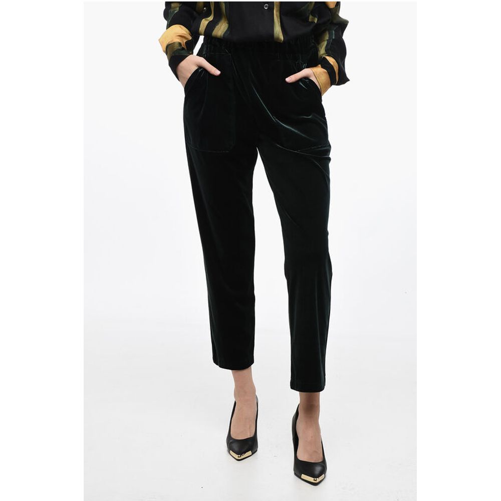 Edra Velvet Lurex Pants with Elastic Waistband