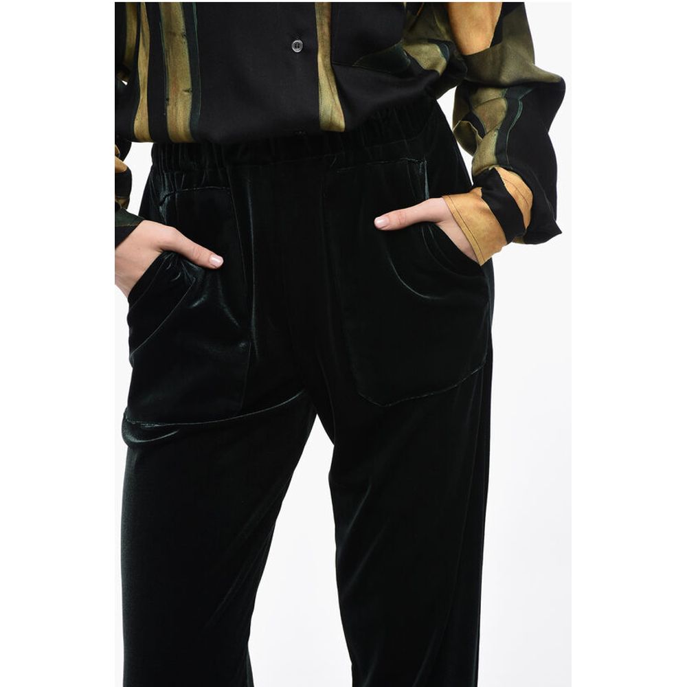Edra Velvet Lurex Pants with Elastic Waistband