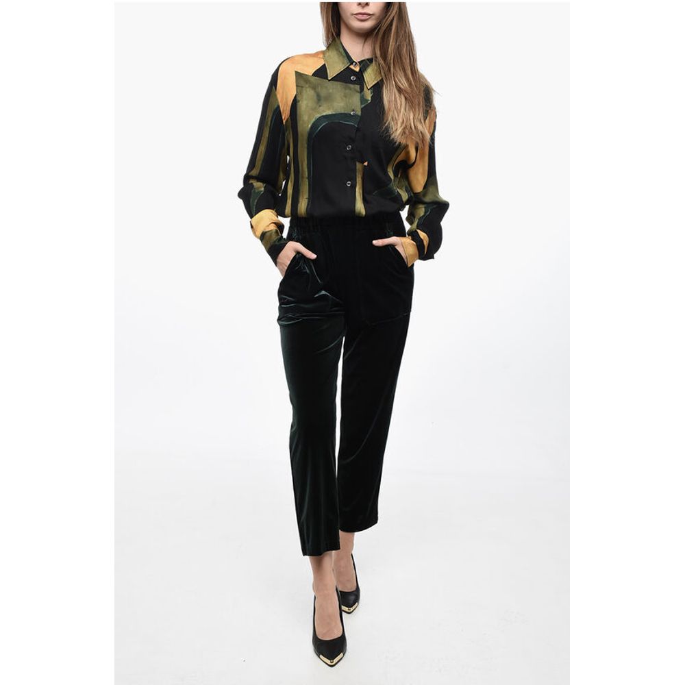 Edra Velvet Lurex Pants with Elastic Waistband