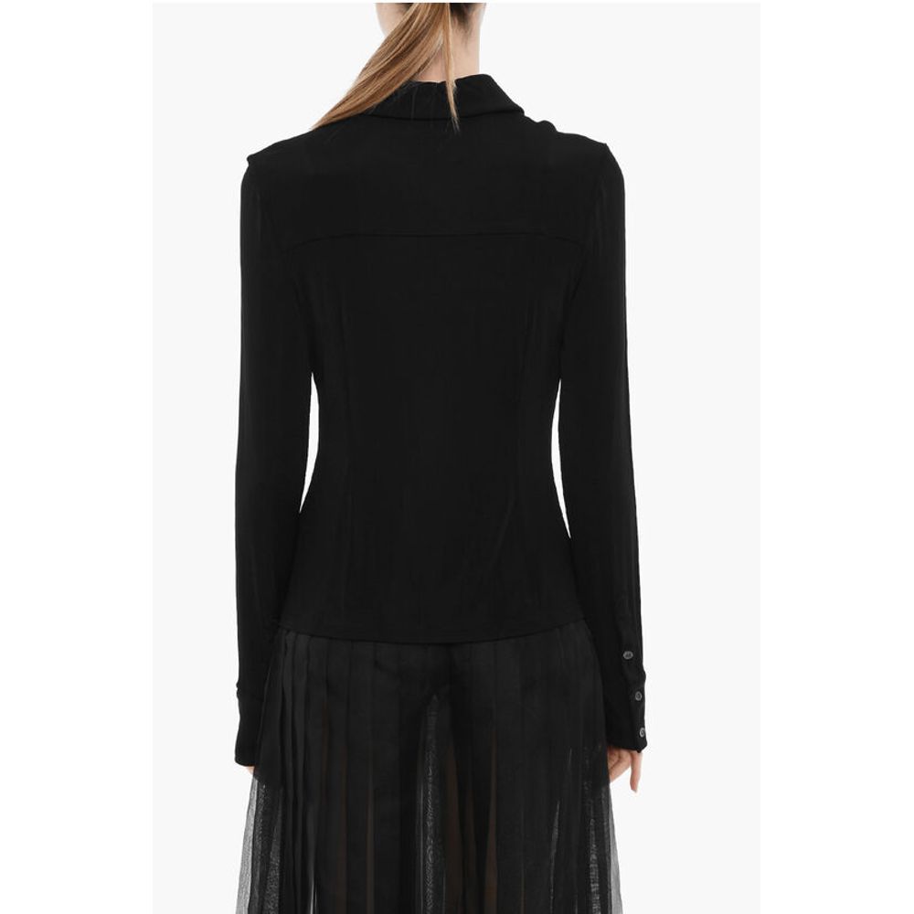 Louisa Ballou Solid Color Shirt with Logo Buttons