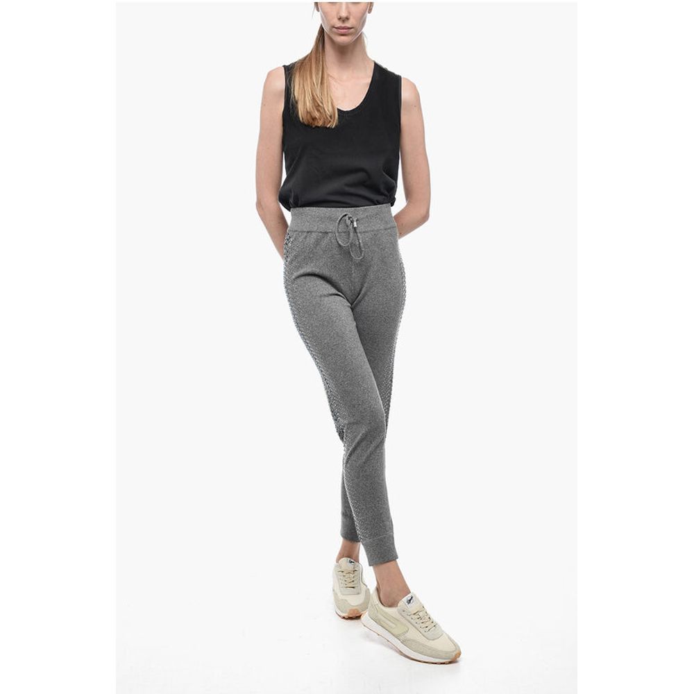 Philipp Plein Knitted KELLY Joggers with Rhinestoned Detail