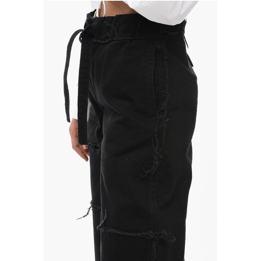 Dries Van Noten Cotton Cargo Denims with Raw-cut Details