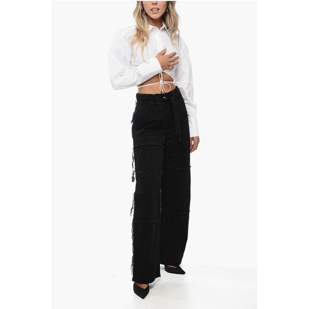 Dries Van Noten Cotton Cargo Denims with Raw-cut Details