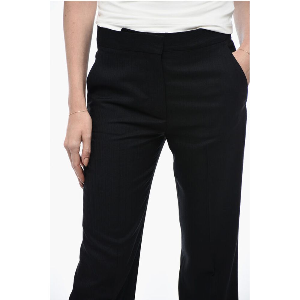 Stella McCartney Wool Blend Cropped Fit Pants with Hidden Closure