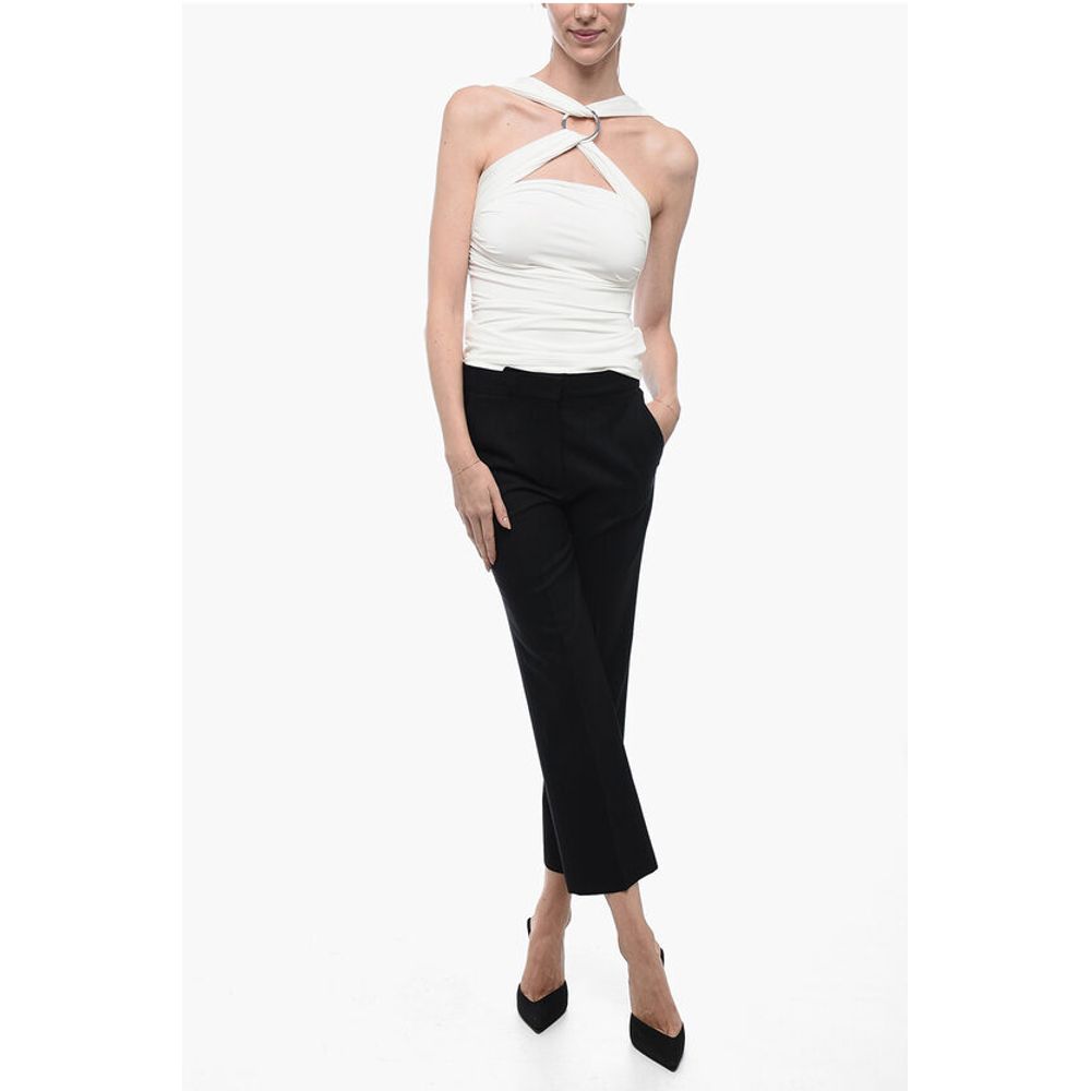 Stella McCartney Wool Blend Cropped Fit Pants with Hidden Closure