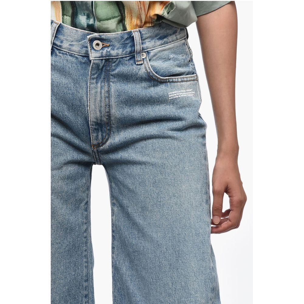 Off-White MAIN LABEL Mid Wash Flared Fit Denims 30cm