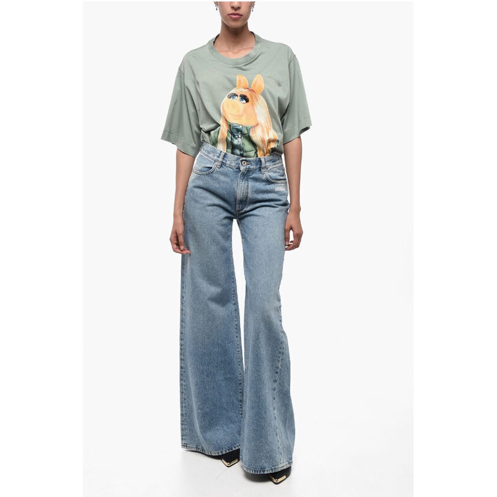 Off-White MAIN LABEL Mid Wash Flared Fit Denims 30cm