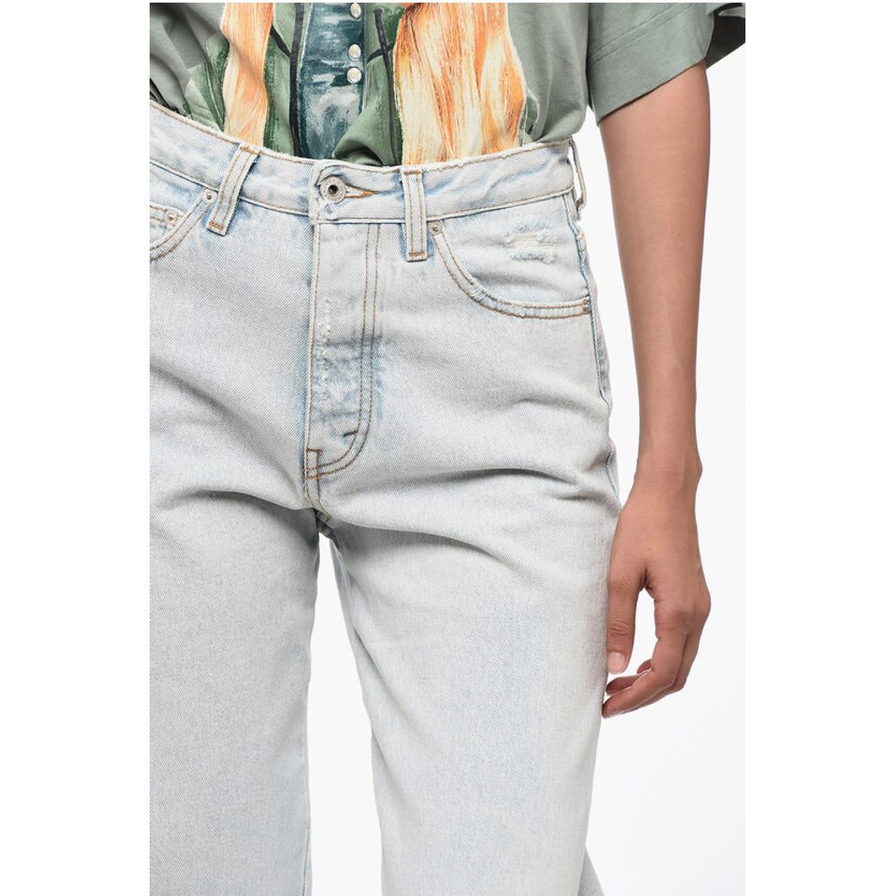 Heron Preston Cotton Boyfriend Fit Denims with Contrasting Bands 24cm