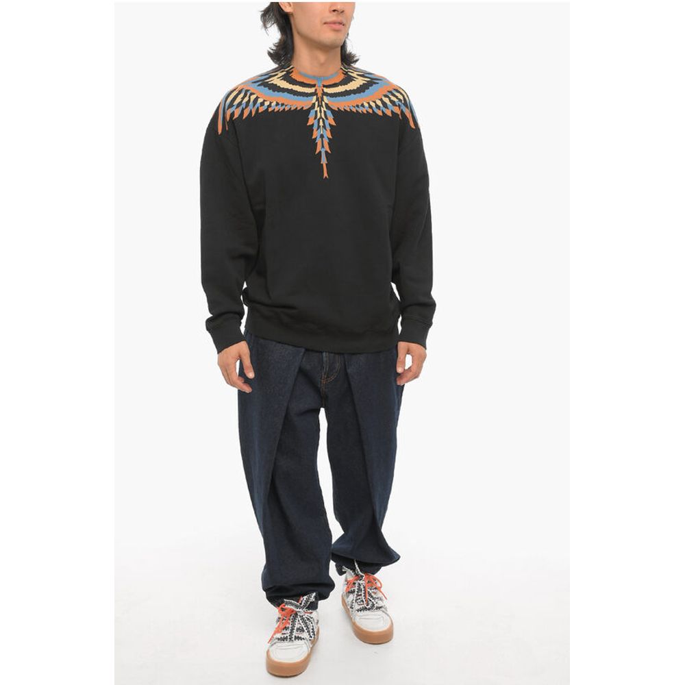 Marcelo Burlon Brushed Cotton OPTICAL WINGS Crew-neck Sweatshirt