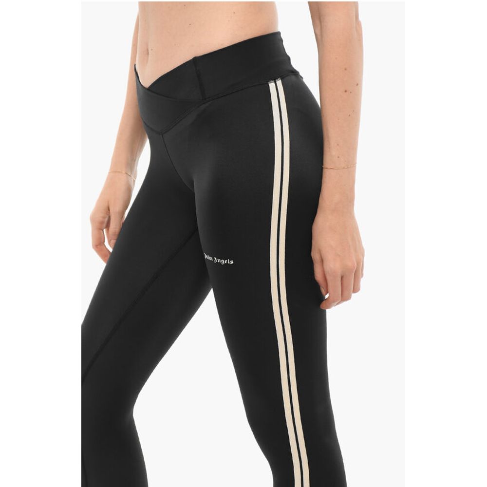 Palm Angels Solid Color Active Leggings with Contrasting Side Band