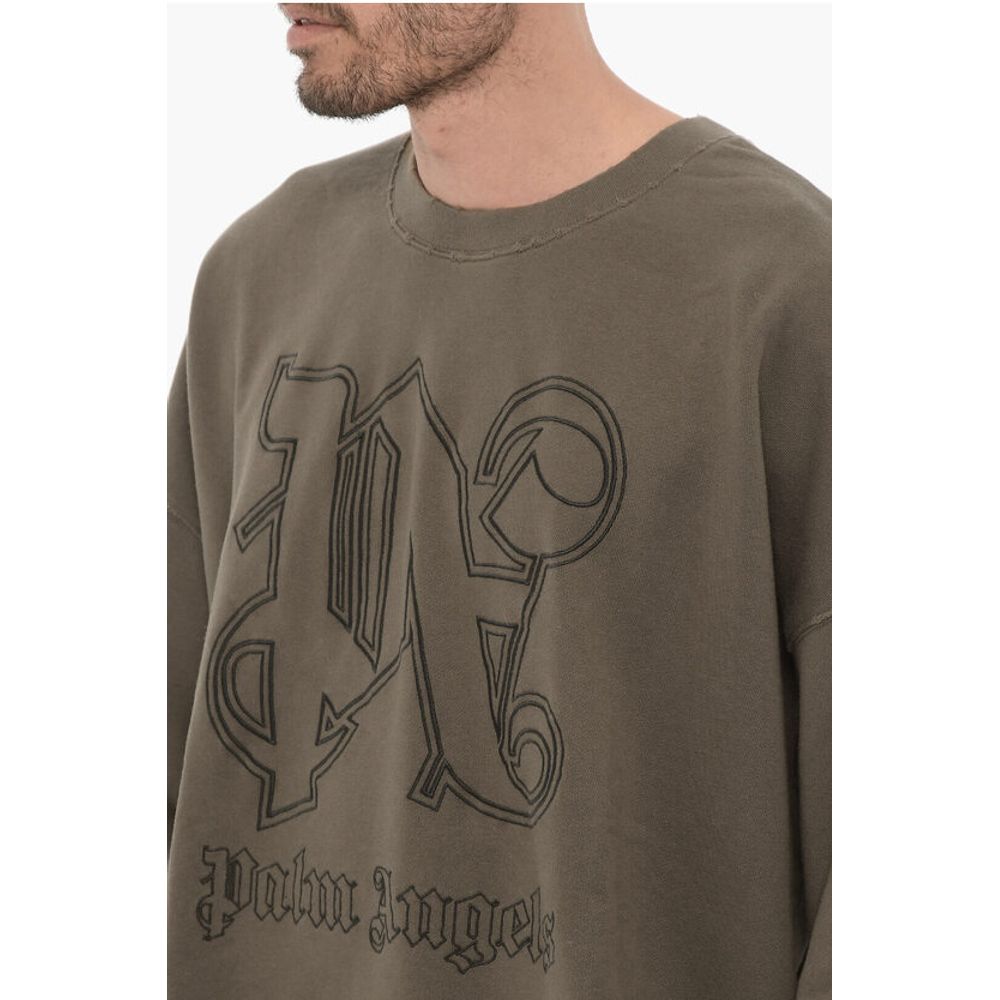 Palm Angels Vintage Effect Crew-Neck Sweatshirt with Embossed Monogram
