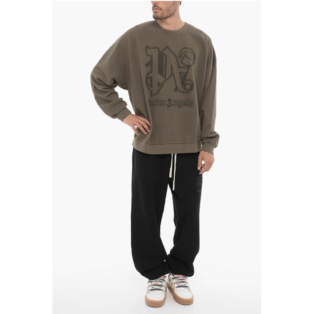Palm Angels Vintage Effect Crew-Neck Sweatshirt with Embossed Monogram