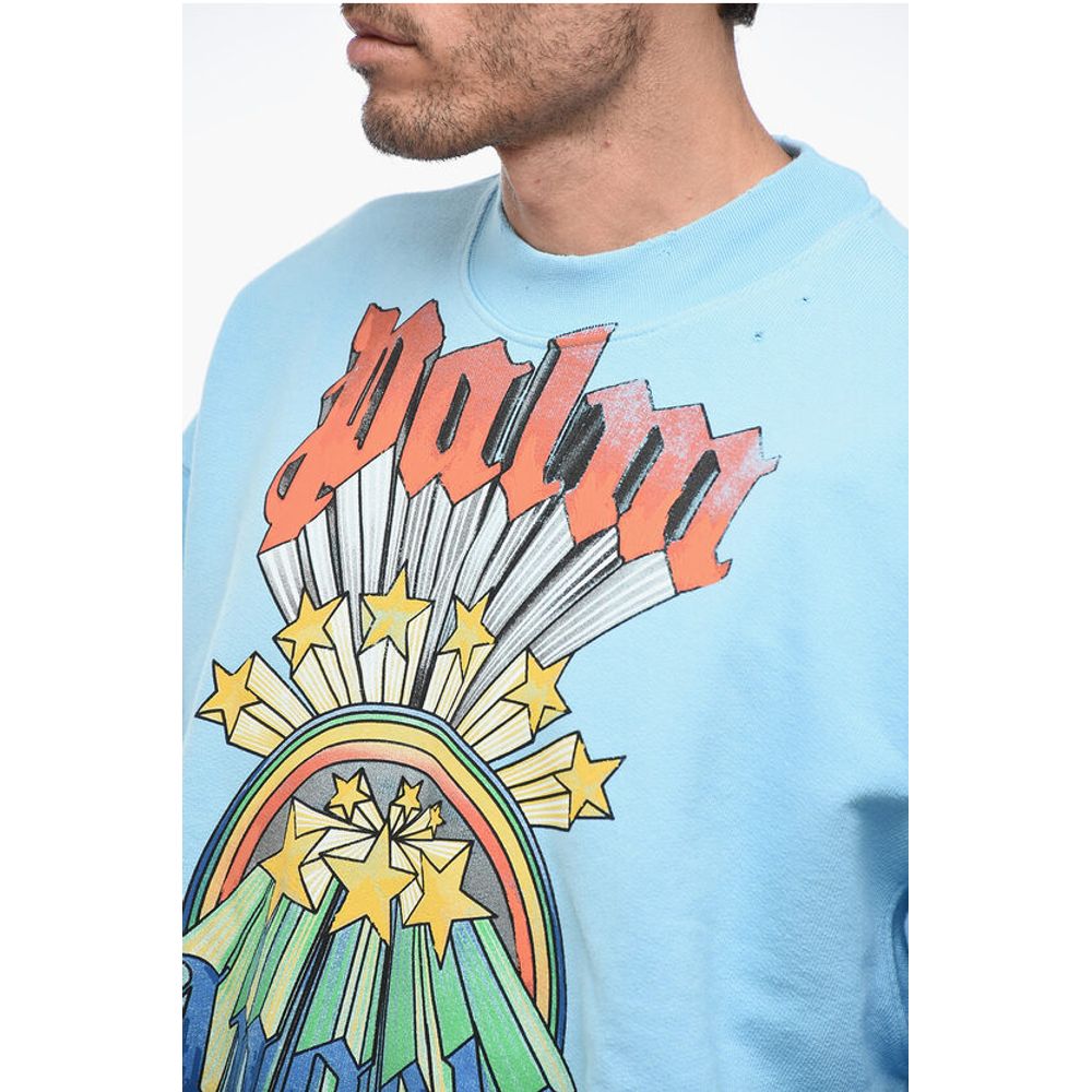 Palm Angels Brushed Cotton RAINBOW Crewneck Sweatshirt