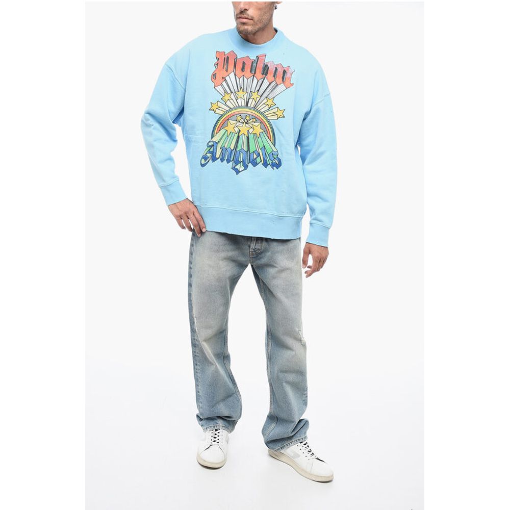 Palm Angels Brushed Cotton RAINBOW Crewneck Sweatshirt