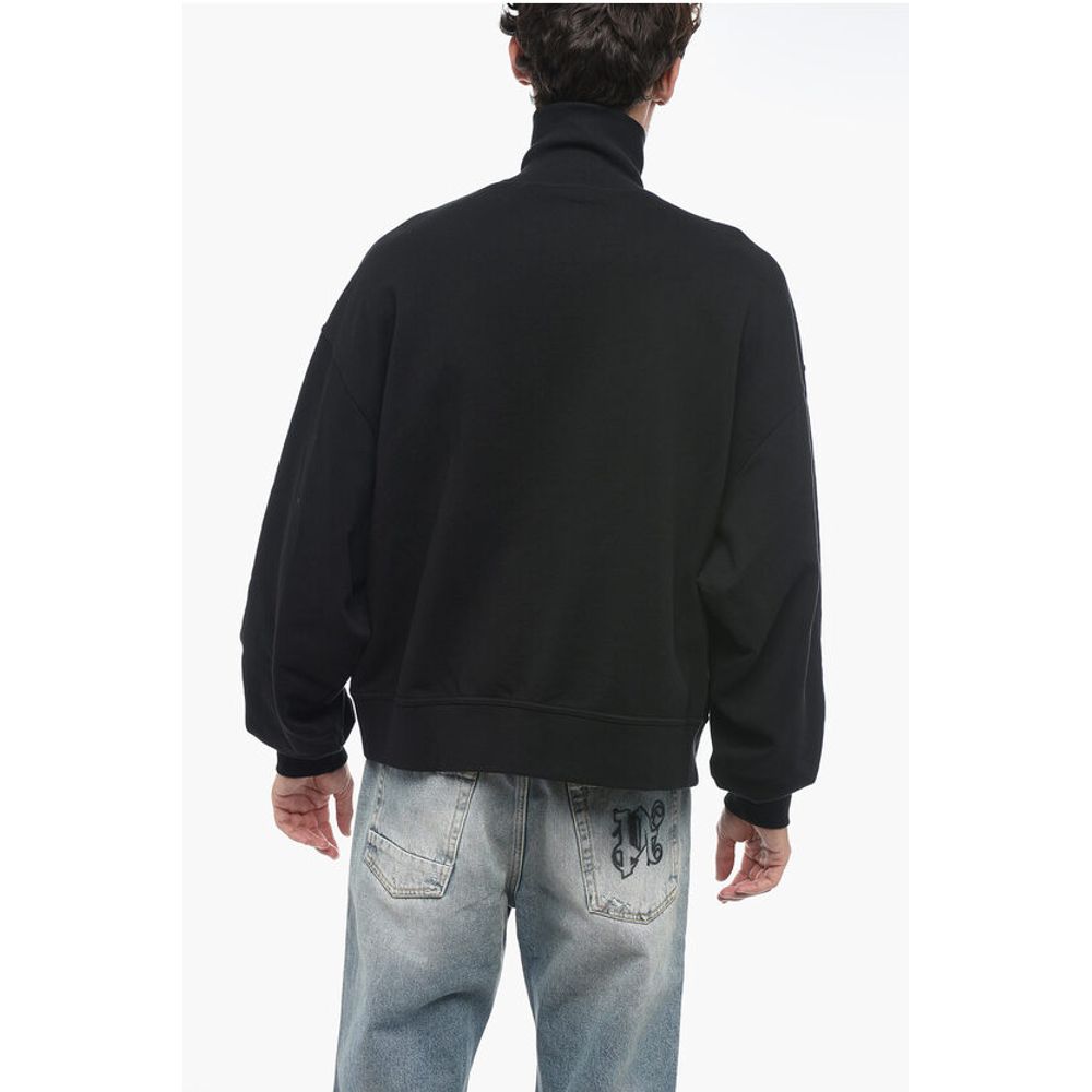 Palm Angels High Neck Brushed Cotton Sweatshirt