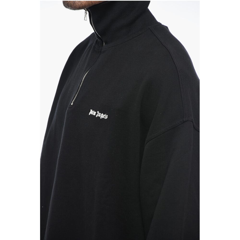 Palm Angels High Neck Brushed Cotton Sweatshirt
