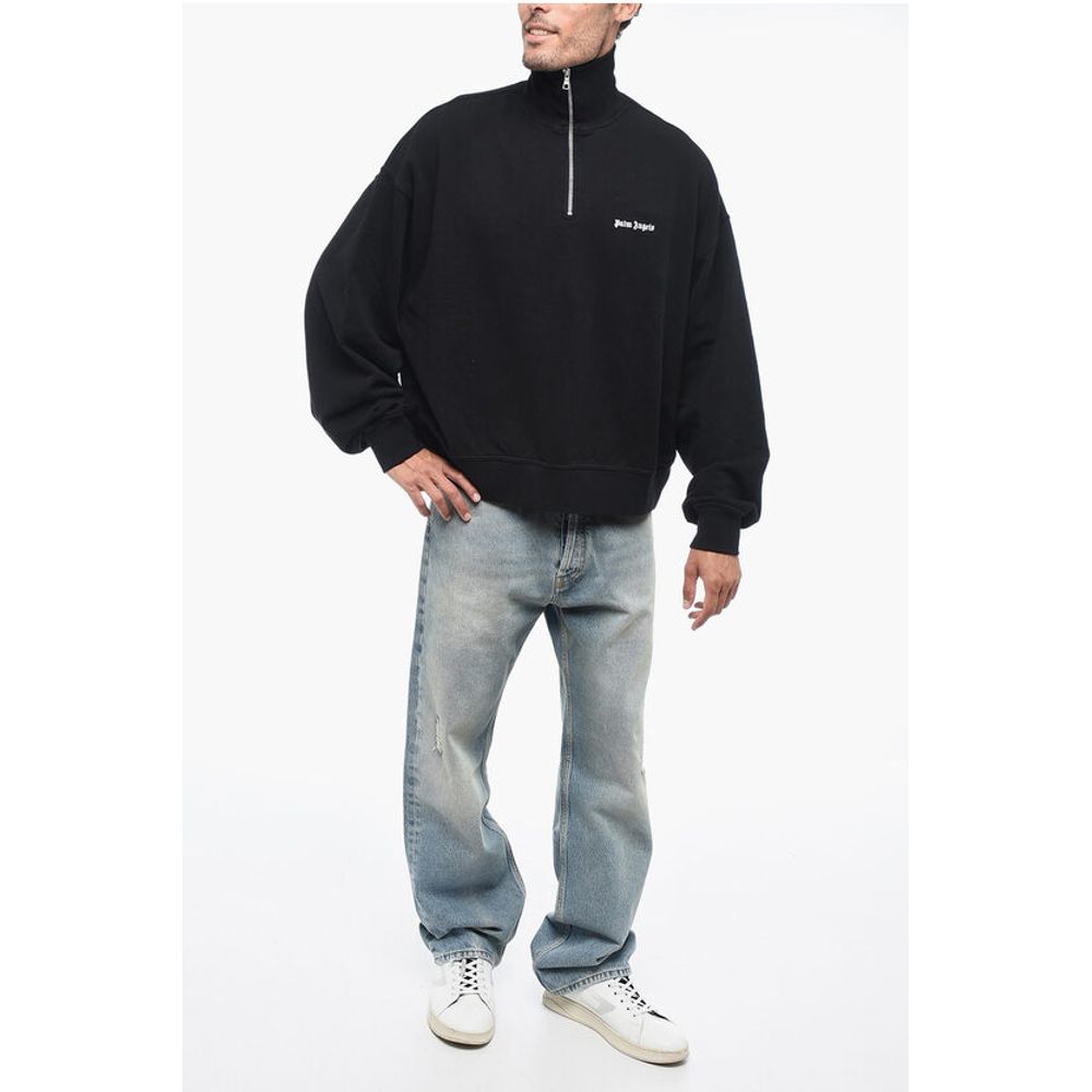 Palm Angels High Neck Brushed Cotton Sweatshirt