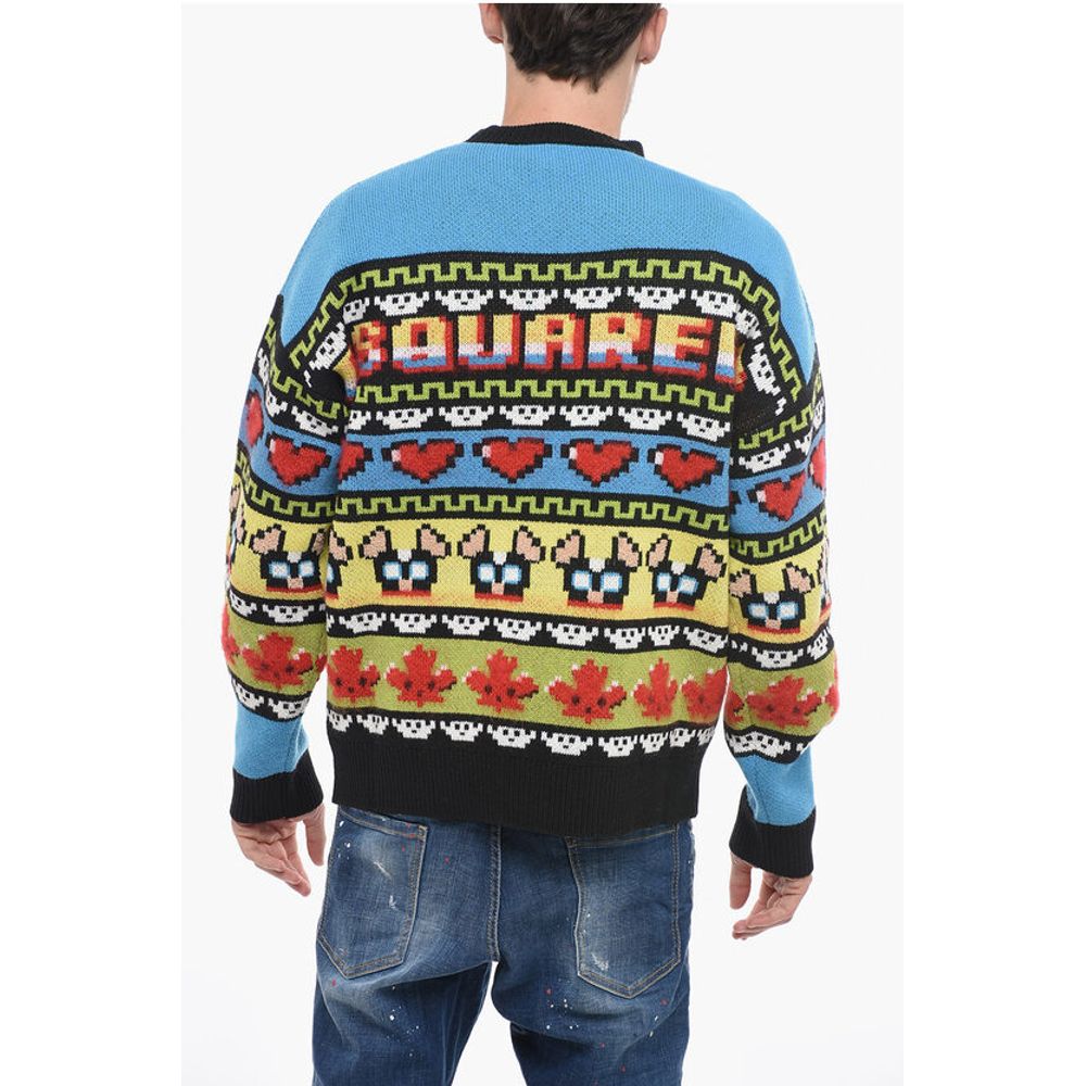Dsquared² Mohair Blend CIRO Sweater with Graphic Embroidery