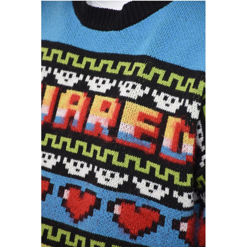 Dsquared² Mohair Blend CIRO Sweater with Graphic Embroidery