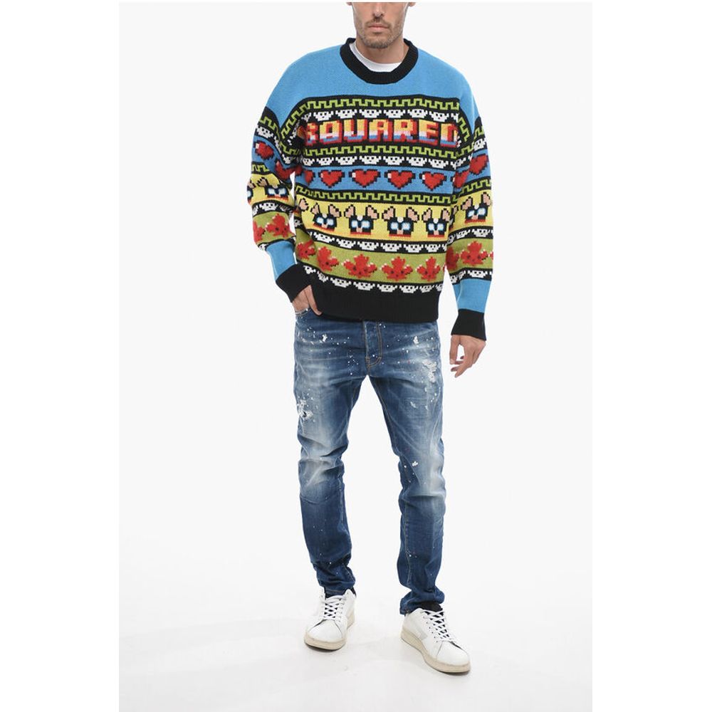 Dsquared² Mohair Blend CIRO Sweater with Graphic Embroidery
