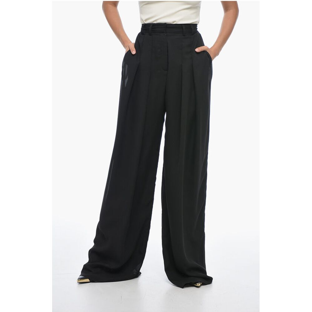 Double-pleated Chiffon Palazzo Pants