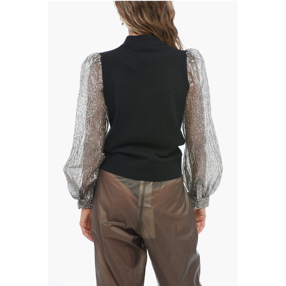 Tory Burch Turtleneck Sweater with Sleeves Crinkle Effect