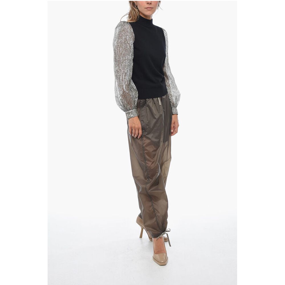 Tory Burch Turtleneck Sweater with Sleeves Crinkle Effect