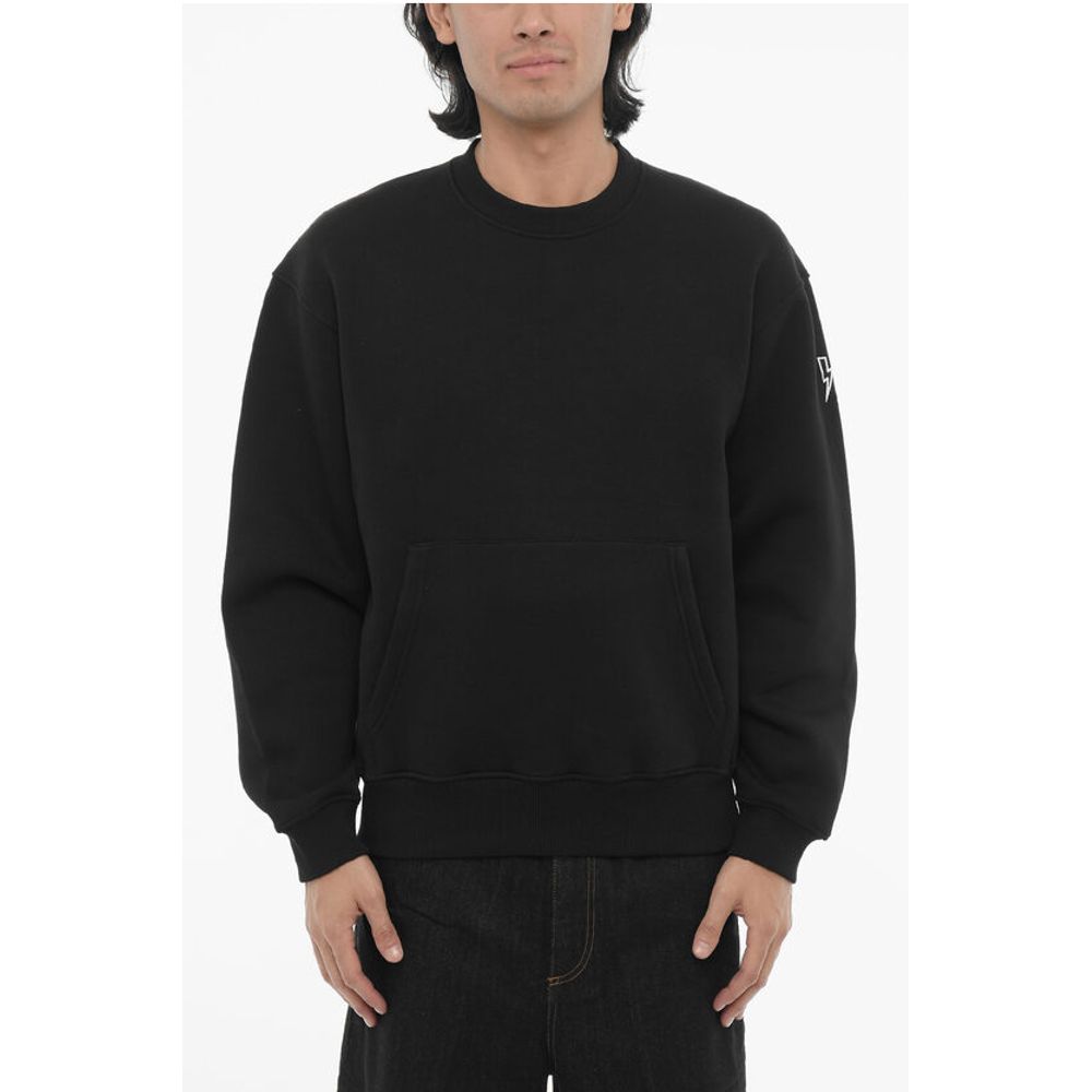 Neil Barrett Fleeced Cotton Blend Easy Fit Crew-neck Sweatshirt