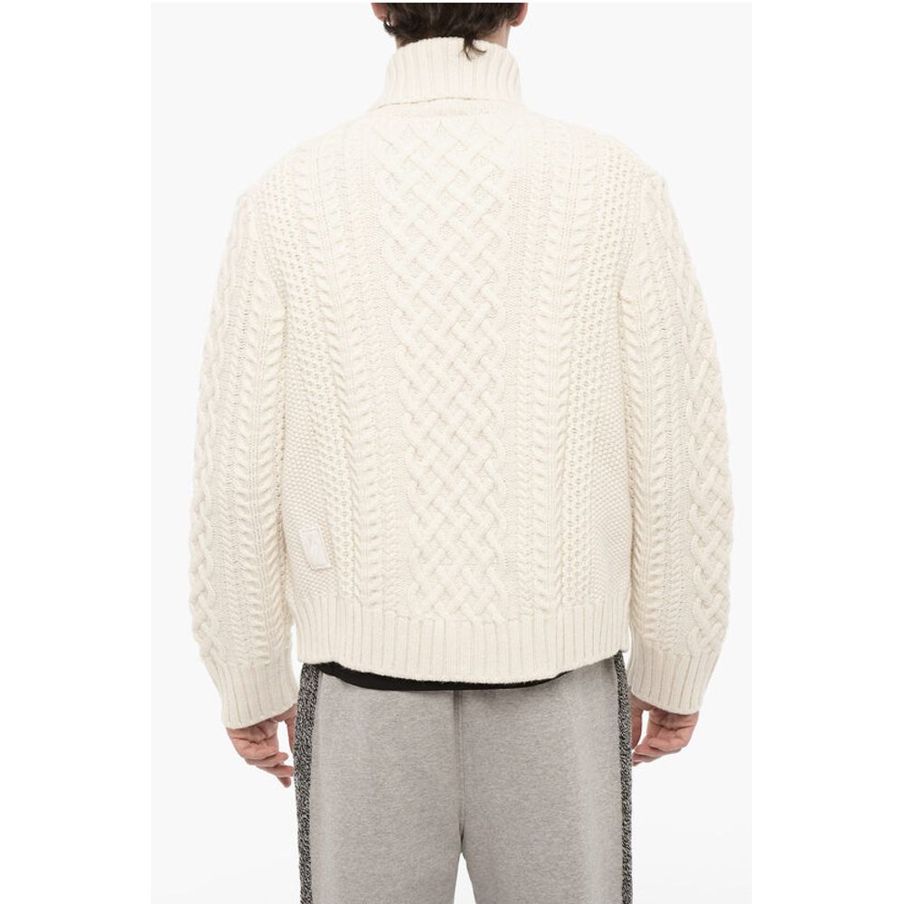 Neil Barrett Cable Knit Wool Sweater with Two Pockets