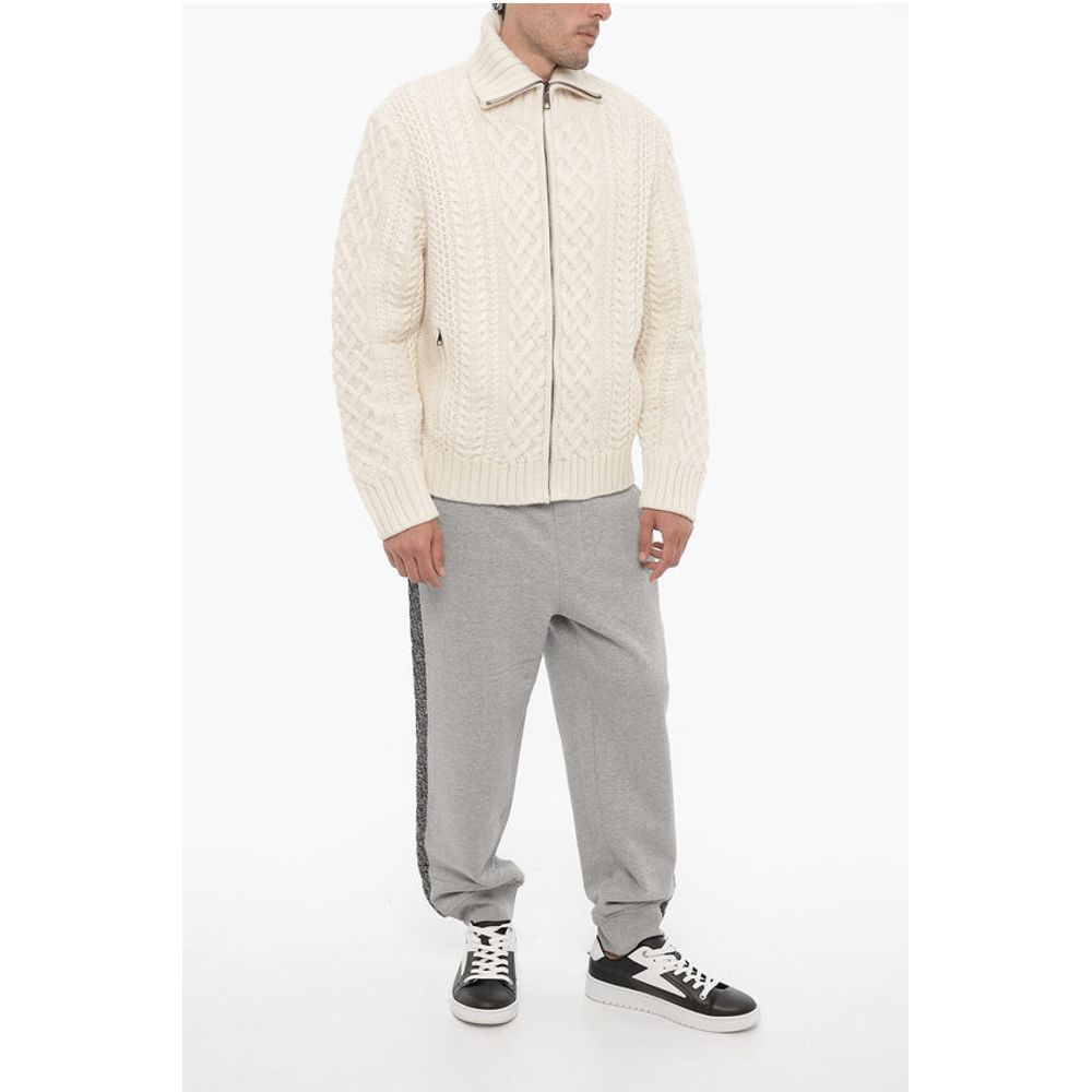 Neil Barrett Cable Knit Wool Sweater with Two Pockets
