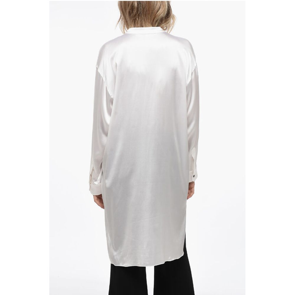 Mr. Mrs. Shirt Satin GIOIA Asymmetric Shirt with Mandarin Collar