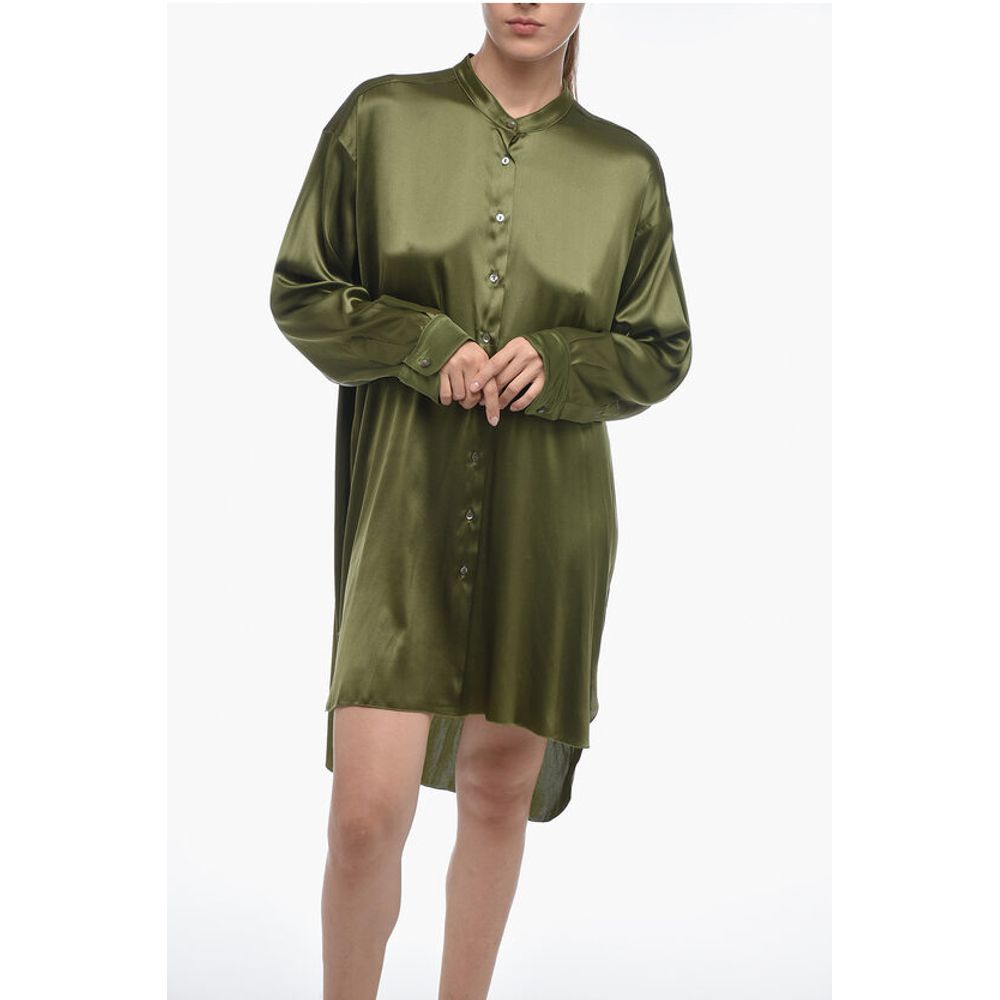 Mr. Mrs. Shirt Satin GIOIA Asymmetric Shirt with Mandarin Collar