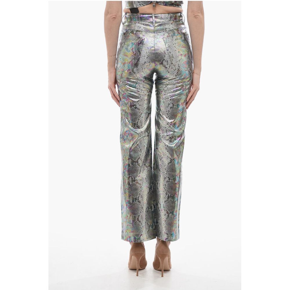 Rotate Snake Effect Straight Leg 5 Pockets Pants