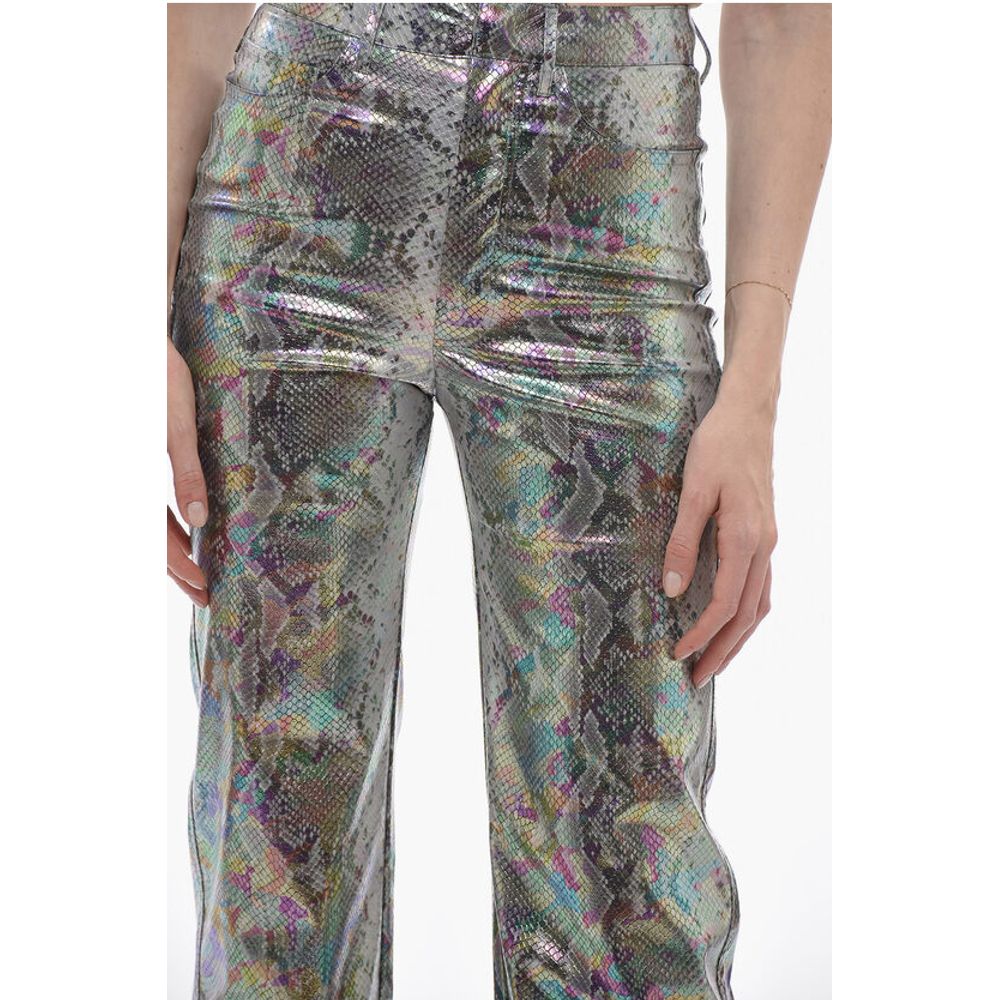Rotate Snake Effect Straight Leg 5 Pockets Pants