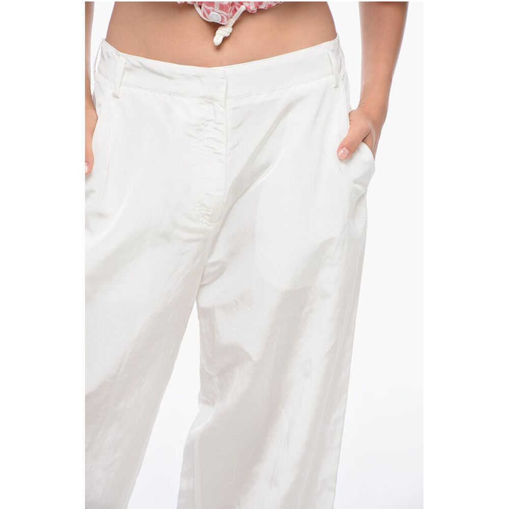 MSGM Flax Blend Pants with Drawtringed Cuffs