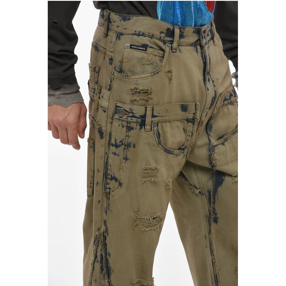 Dolce & Gabbana Vintage Wash Cargo Denims with Distressed Details 21cm