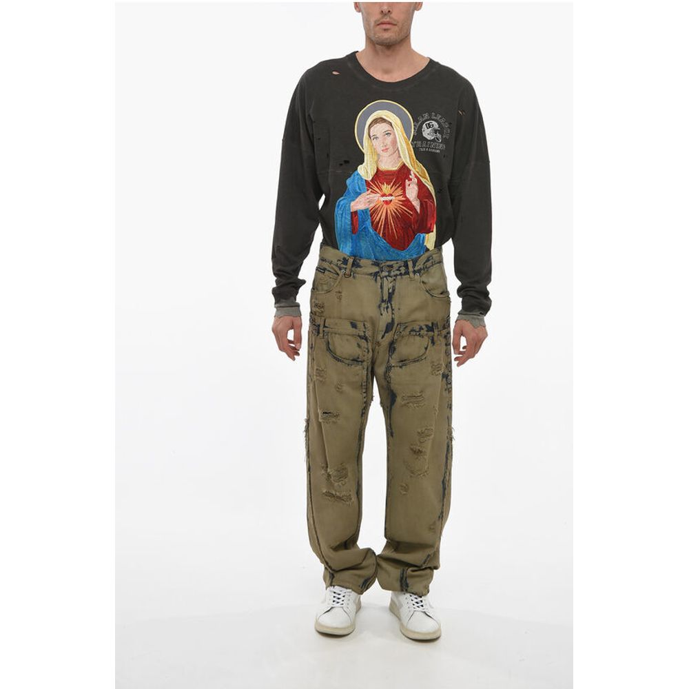 Dolce & Gabbana Vintage Wash Cargo Denims with Distressed Details 21cm