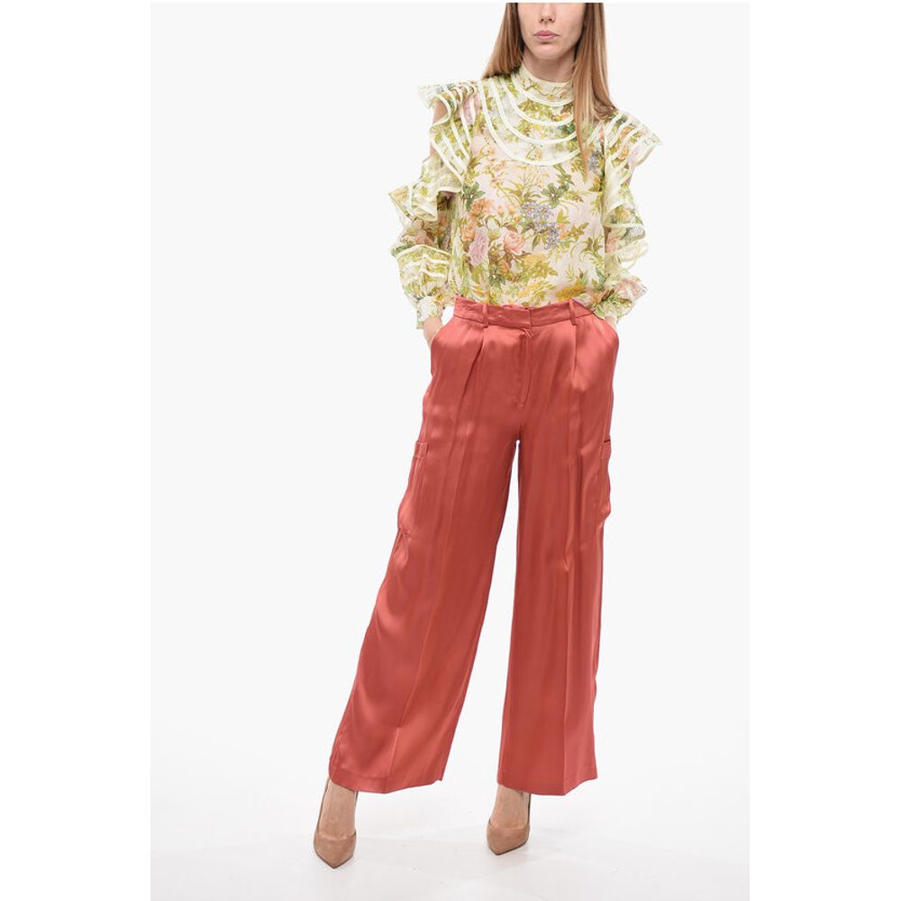 Loulou Studio Single Pleated Satin Wide Leg Pants