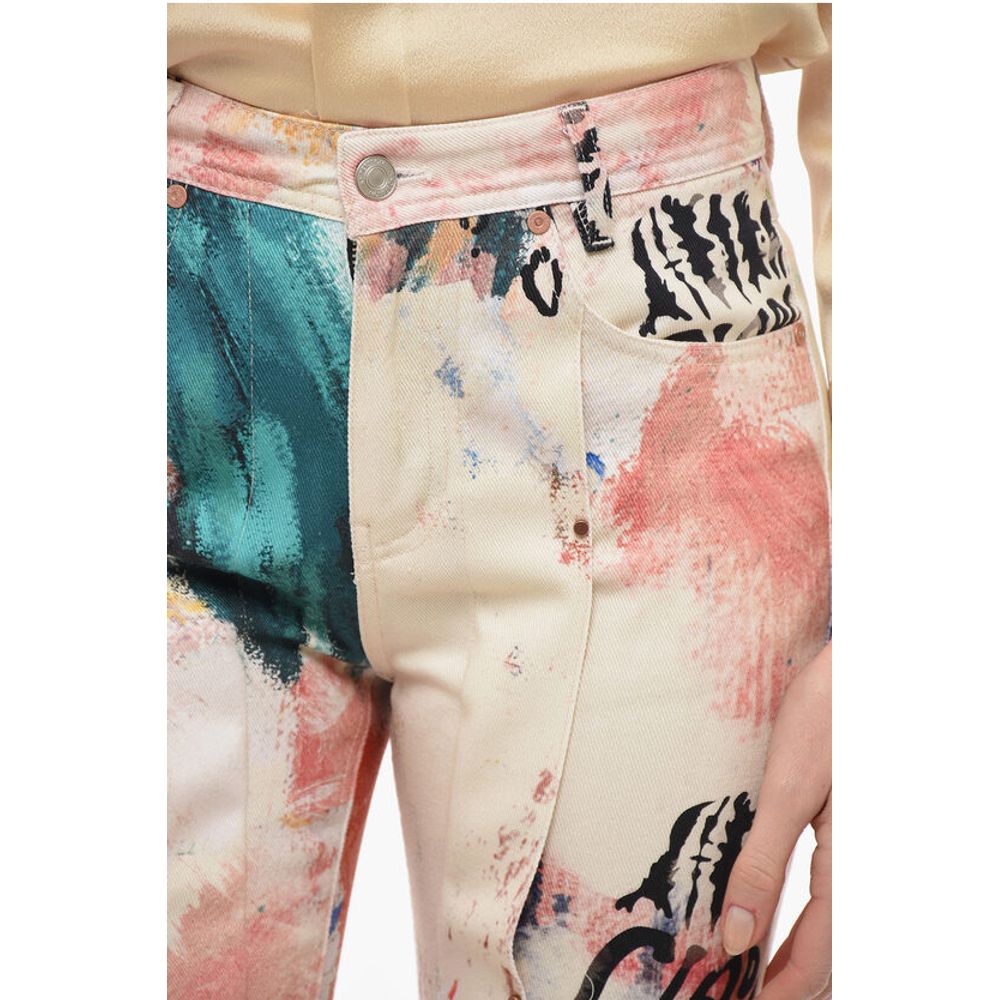 Andersson Bell Printed Boot Cut Jeans with Frontal Studs