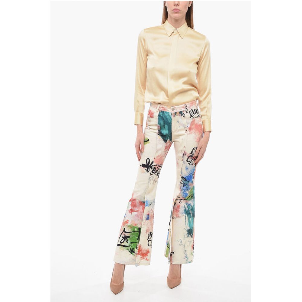 Andersson Bell Printed Boot Cut Jeans with Frontal Studs