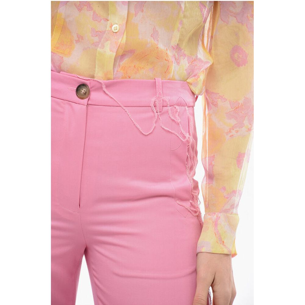 Julfer Palazzo Wool Pants with Frayed Details