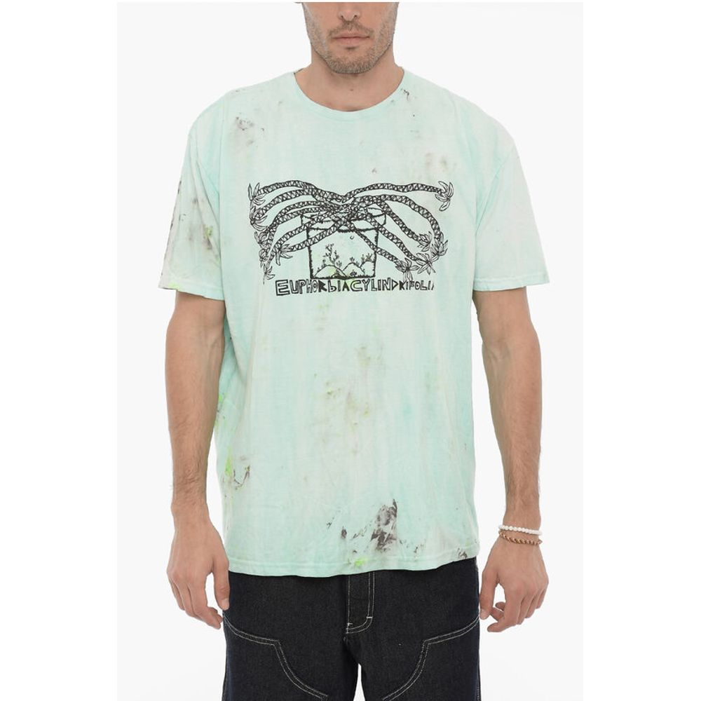 Westfall Dirty Effect Crew-neck T-Shirt with Front Print