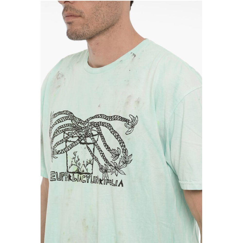 Westfall Dirty Effect Crew-neck T-Shirt with Front Print