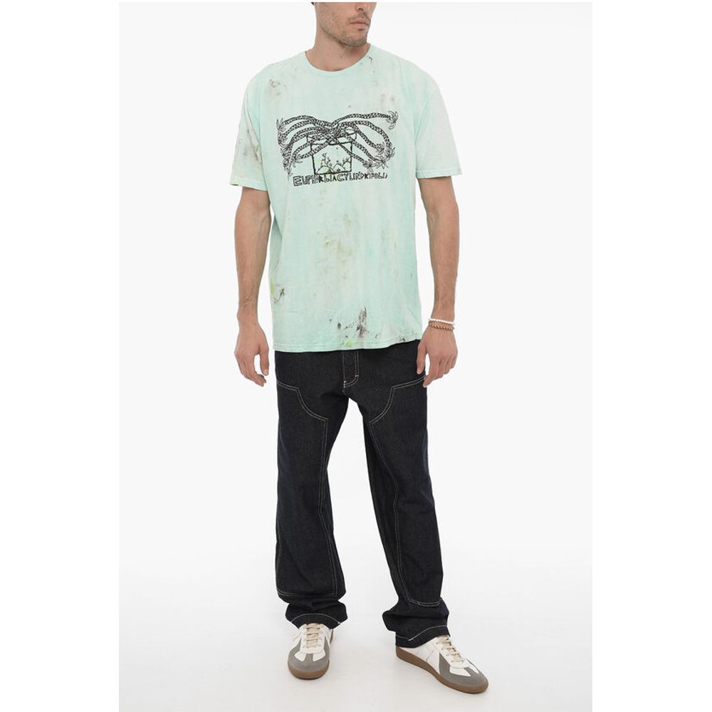 Westfall Dirty Effect Crew-neck T-Shirt with Front Print