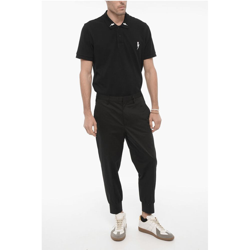 Neil Barrett Low Rise Stretch Cotton Slim Fit Pants