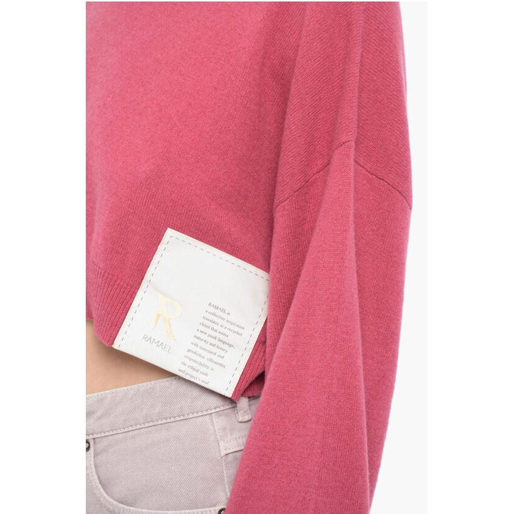 Cropped Turtleneck Cashmere Blend Sweater