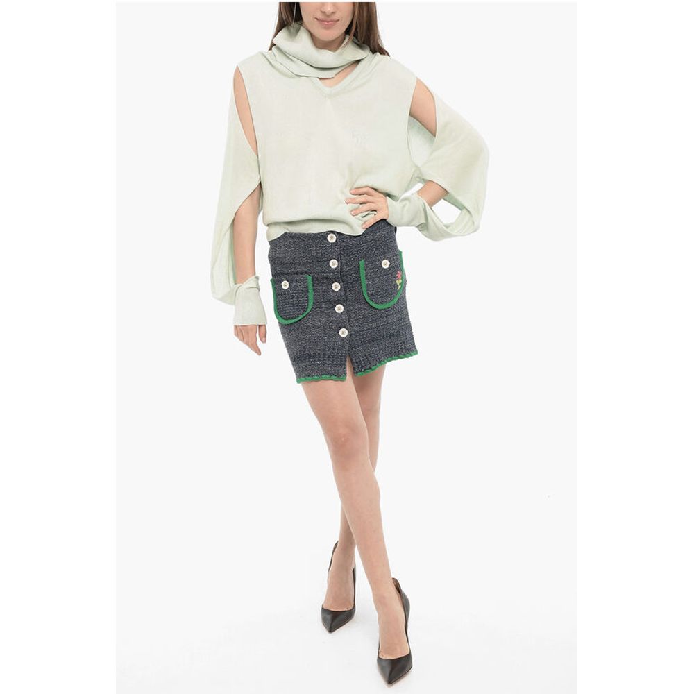 Silk Sweater with Cut-Out Detail and Removable Collar